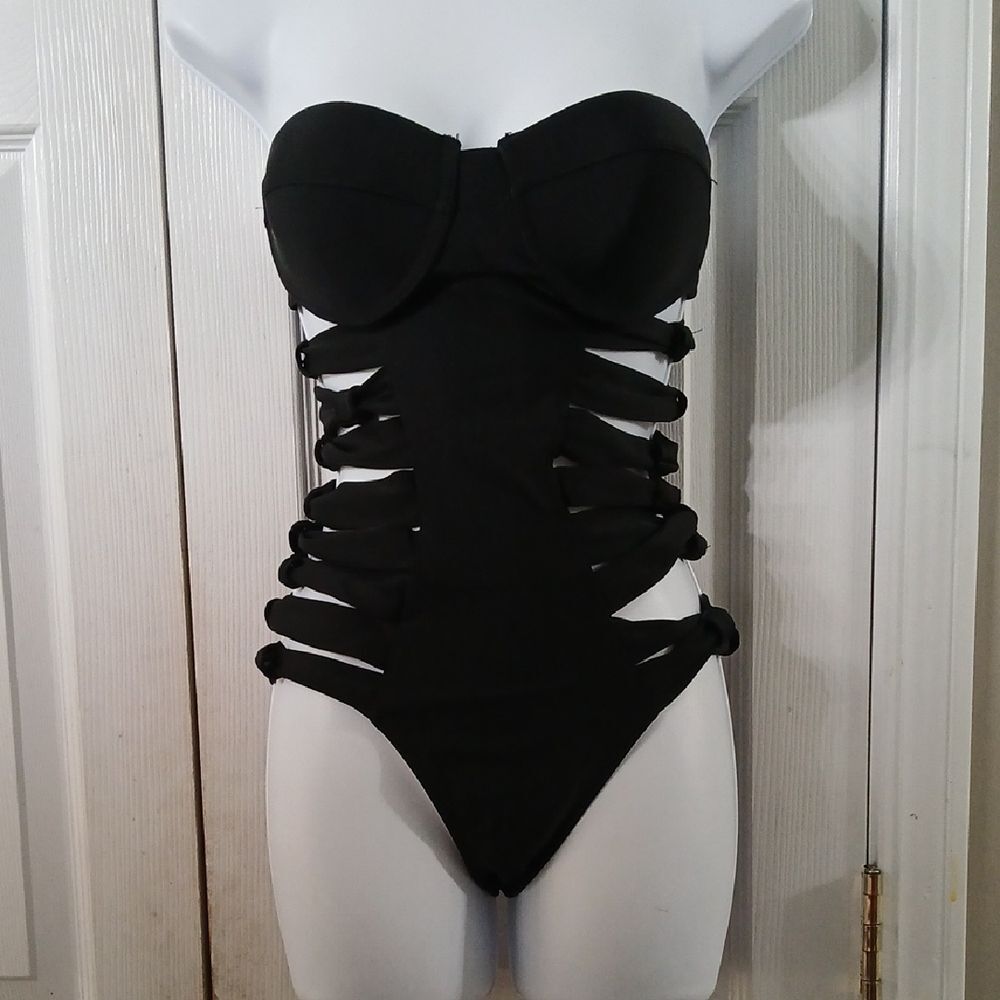 Black Cutout One-Piece Swimsuit Sz M Never Worn